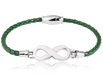 Braided bracelet leather green